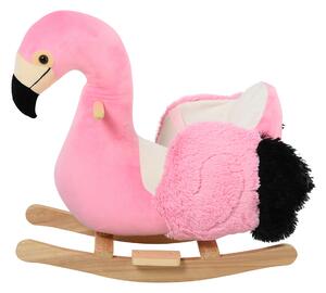 HOMCOM Balansoar Flamingo pentru Copii, Leagăn Moale din Pluș pe Structură de Lemn, Jucărie Interactivă 60x33x52cm Roz | Aosom Romania