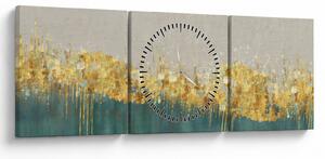 Tablou - Textura cu decor auriu (cu ceas) (90x30 cm)