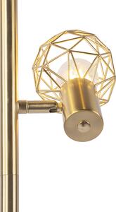 Lampă de podea design auriu reglabilă cu 3 lumini - Plasă
