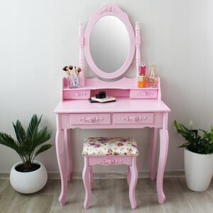 Masuță de toaletă modernă, cu scaun roz