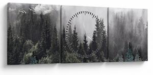 Tablou - Pădure cu elemente ilustrate (cu ceas) (90x30 cm)