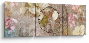 Tablou - Ornament de flori (cu ceas) (90x30 cm)