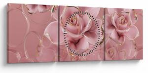 Tablou - Decor floral (cu ceas) (90x30 cm)