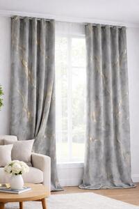 Draperie catifea gri cu insertii aurii 140 x 260 cm Velunia Home – CONFTEX PUCIOASA