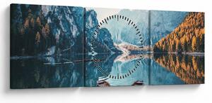 Tablou - Bărci pe Lacul Braies (cu ceas) (90x30 cm)