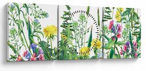 Tablou - Flori de pajiște pictate (cu ceas) (90x30 cm)