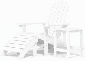 Scaun de grădină Adirondack cu masă și taburet, alb, HDPE