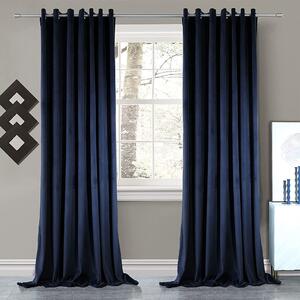 Set draperii din catifea cu inele crom, Madison, 250x210 cm, densitate 700 g ml, Albastru, 2 buc