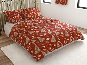 Lenjerie de pat din microfibra GOLD CHRISTMAS rosu Dimensiune lenjerie de pat: 2 buc 70 x 90 cm | 200 x 220 cm
