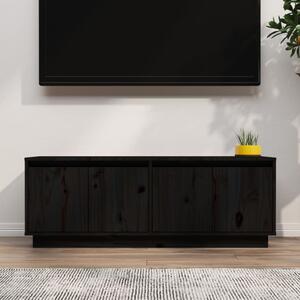 Comodă TV, negru, 110x34x40 cm, lemn masiv de pin