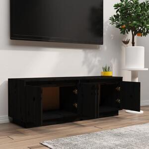 Comodă TV, negru, 110x34x40 cm, lemn masiv de pin