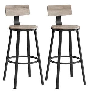 Set 2 scaune de bar, Vasagle, Negru-Ivoar, 99x54x54 cm