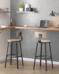 Set 2 scaune de bar, Vasagle, Negru-Ivoar, 99x54x54 cm