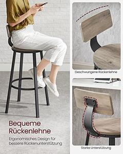 Set 2 scaune de bar, Vasagle, Negru-Ivoar, 99x54x54 cm
