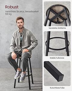 Set 2 scaune de bar, Vasagle, Negru-Ivoar, 99x54x54 cm