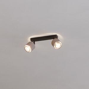 EGLO Spot de plafon Rosley, lungime 31 cm, negru/natural, 2 lumini., reglabil, Negru, Camera de zi / sufragerie, Metal, Modern