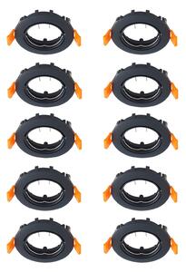 PRIOS Prios plafonieră LED încastrată Fibur, negru, zinc, Ø8.2cm, 10pcs, reglabil, Negru, Camera de zi / sufragerie, Metal, Modern