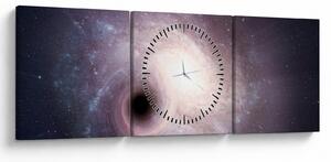 Tablou - Galaxii spiralate (cu ceas) (90x30 cm)