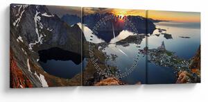 Tablou - Peisaj montan, Norvegia (cu ceas) (90x30 cm)