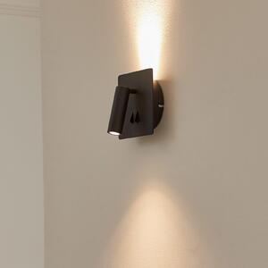 Lucande Aplică de perete cu LED Magya, negru 2 becuri, unghiulară, Negru, Camera de zi / sufragerie, Aluminiu, Modern, Priză de perete sus / jos