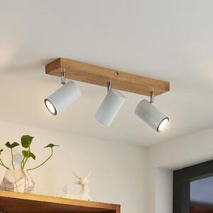 Lindby Maniva spot de plafon, 44 cm, 3 becuri, alb, GU10, reglabil, Lemn, Camera de zi / sufragerie, Lemn, Modern