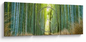 Tablou - Pădure de bambus (cu ceas) (90x30 cm)