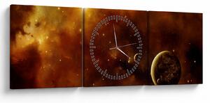 Tablou - Planete cu nebuloasă (cu ceas) (90x30 cm)