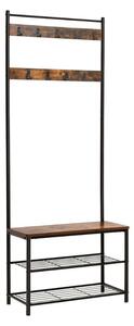 Perete de hol metalic TAYLOR 72x175 cm, negru/maro rustic