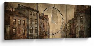 Tablou - Pictura orașului (cu ceas) (90x30 cm)