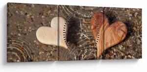 Tablou - Inimile din lemn (cu ceas) (90x30 cm)