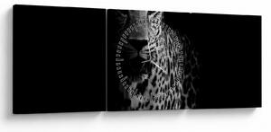 Tablou - Portret de leopard (cu ceas) (90x30 cm)