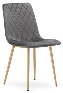 Scaun Bucatarie/Dining Clay Catifea Gri Inchis Picioare Metalice Finisaj Lemn