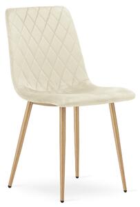 Scaun Bucatarie/Dining Clay Bej Catifea Picioare Metalice Finisaj Lemn
