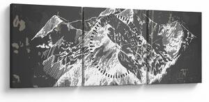 Tablou - Ilustrație de munți (cu ceas) (90x30 cm)