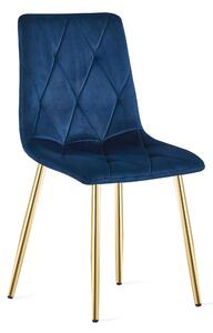 Scaun Bucatarie/Dining Fido Albastru Catifea Picioare Aurii