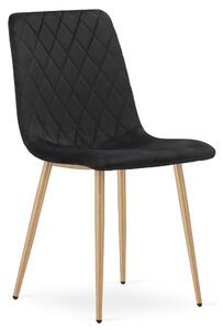 Scaun Bucatarie/Dining Clay Negru Catifea Picioare Metalice Finisaj Lemn