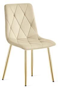 Scaun Bucatarie/Dining Fido Bej Catifea Picioare Aurii