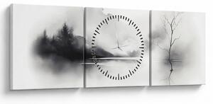 Tablou - pictură cu cerneală de peisaj (cu ceas) (90x30 cm)