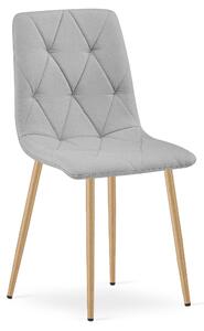 Scaun Bucatarie/Dining Fido Material Textil Gri Deschis Picioare Metalice Finisaj Lemn