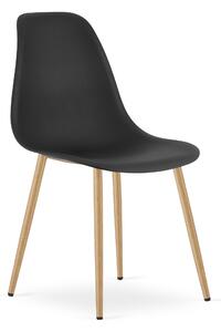Scaun Bucatarie/Dining Velo Plus Negru Picioare Metalice Finisaj Lemn