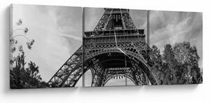 Tablou - Turnul Eiffel, alb-negru (cu ceas) (90x30 cm)