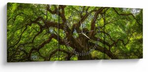 Tablou - Copac verde (cu ceas) (90x30 cm)