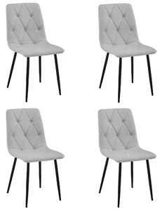 Set 4 Scaune Bucatarie/Dining Fido Material Textil Gri Deschis