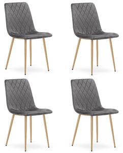Set 4 Scaune Bucatarie/Dining Clay Catifea Gri Inchis Picioare Metalice Finisaj Lemn