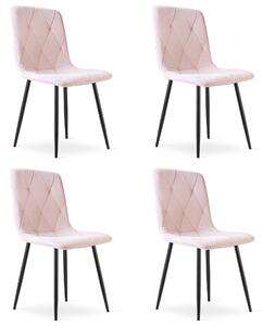 Set 4 Scaune Bucatarie/Dining Fido Catifea Roz Deschis
