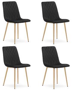 Set 4 Scaune Bucatarie/Dining Clay Negre Catifea Picioare Metalice Finisaj Lemn