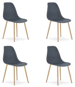 Set 4 Scaune Bucatarie/Dining Velo Plus Gri Picioare Metalice Finisaj Lemn