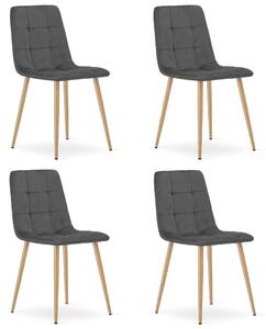 Set 4 Scaune Bucatarie/Dining Jacob Gri Inchis Picioare Metalice Finisaj Lemn