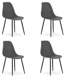 Set 4 Scaune Bucatarie/Dining Velo Plus Gri Inchis