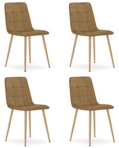 Set 4 Scaune Bucatarie/Dining Jacob Maro Catifea Picioare Metalice Finisaj Lemn